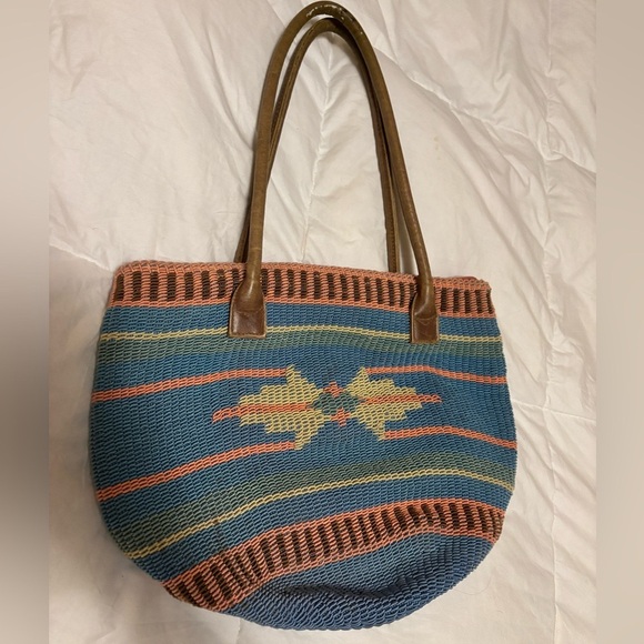 Vintage Southwest style woven handbag purse. Two pockets inside lining. - Picture 3 of 10